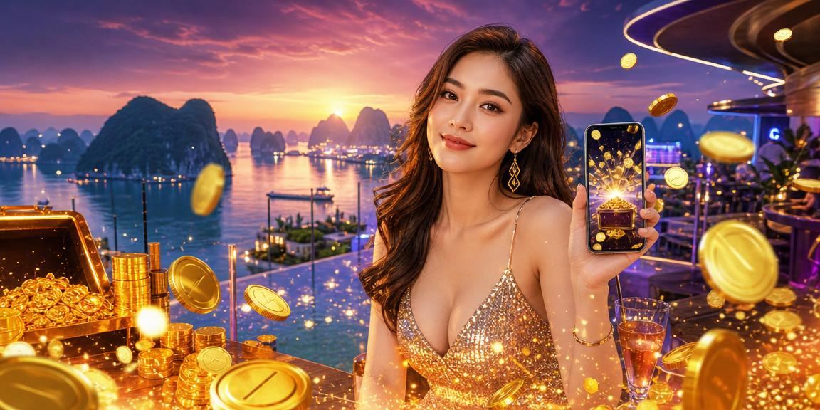 Người dùng trải nghiệm ứng dụng casino trên điện thoại tại vịnh Hạ Long