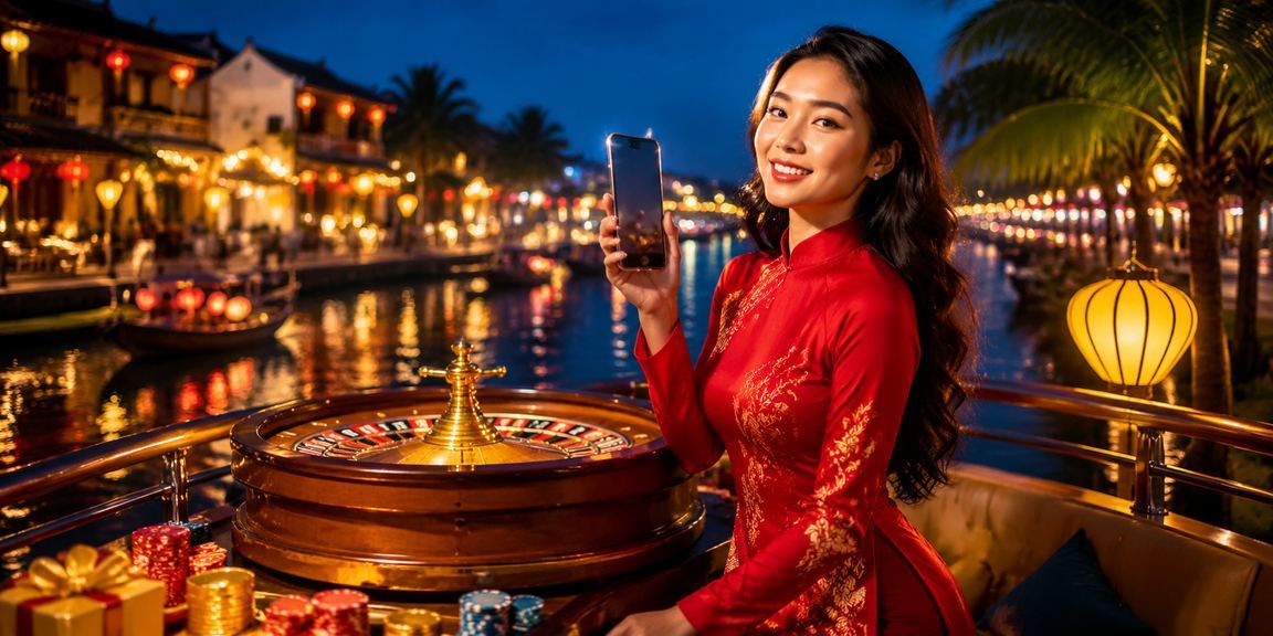 Người chơi tại Hội An mặc áo dài ngồi bàn Roulette live casino và tìm hiểu tỷ lệ cược